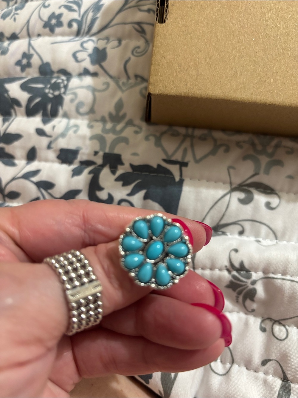 Turquoise Floral Cluster Ring - Women Jewelry